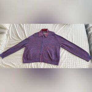 Men’s Blue and Red Urban Outfitters knitted track jacket, Size M